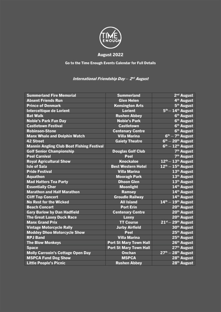 August Events Time Enough / Traadyliooar